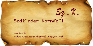 Szünder Kornél névjegykártya