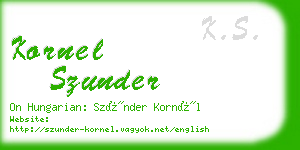 kornel szunder business card